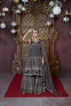 Chand Misty Taupe Natural Crepe Gharara Suit Set
