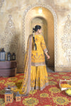 Mehfil Yellow Tissue Shimmer Gharara Suit Set