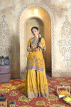 Mehfil Yellow Tissue Shimmer Gharara Suit Set