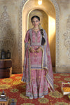 Mehfil Pink Natural Crepe Gharara Suit Set