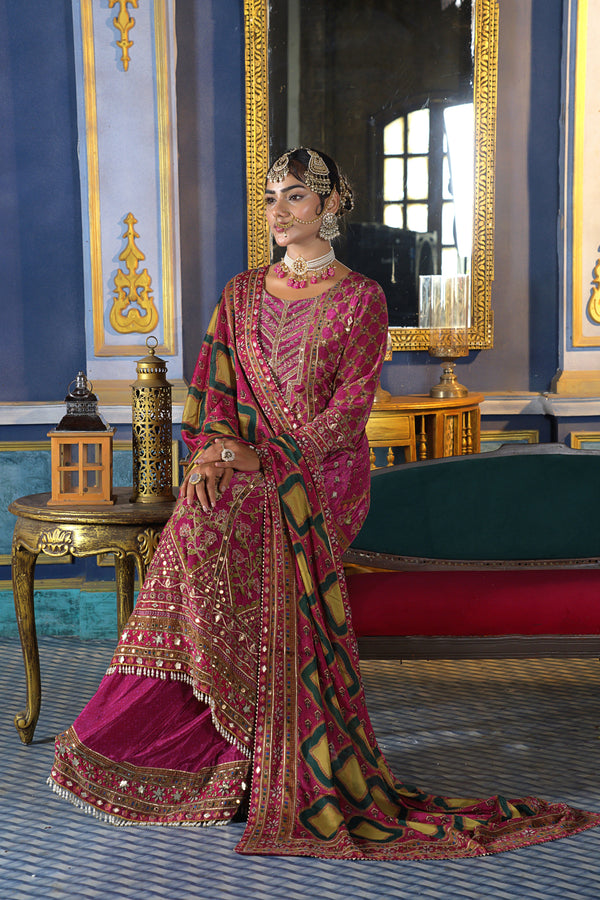 Mehfil Cream Crepe Long Panelled Suit Set