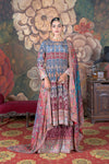 Chand Metallic Blue & Fuchsia Ombre Crepe Anarkali Suit Set