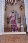 Mehfil Maroon Natural Crepe Gharara Suit Set