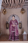 Mehfil Maroon Natural Crepe Gharara Suit Set