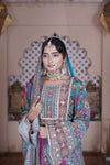 Chand Blue & Pink Crepe Gharara Suit Set