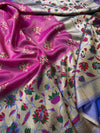 Pink Banarasi Katan Tissue Silk Saree Front Vie