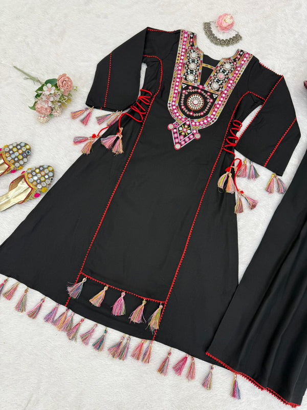 Embroidered Long Sleeves Tunic With Palazzo - GYSY Sarees