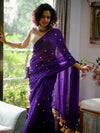 GYSY New Purple Mulmul Cotton Sequin Saree With Tassels