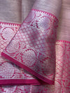 Baby Pink Banarasi Tissue Silk Saree with Zari Work | GYSY Sarees