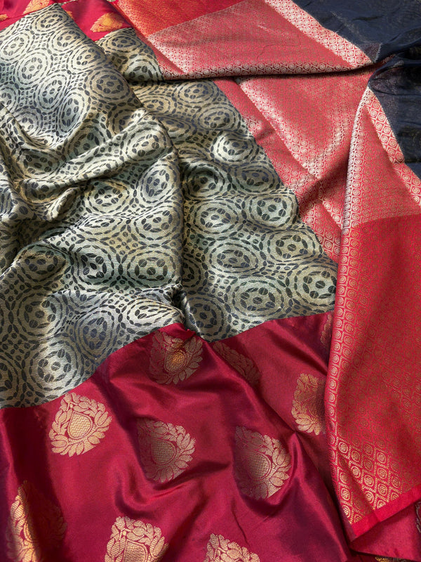 Contrast Banarasi Katan Brocade Silk Saree | GYSY Sarees