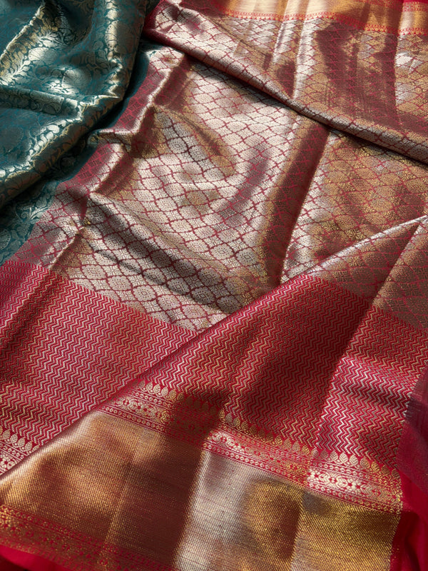 Contrast Banarasi Fancy Katan Brocade Silk Saree | GYSY Sarees