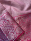 Baby Pink Banarasi Tissue Silk Saree with Zari Work | GYSY Sarees