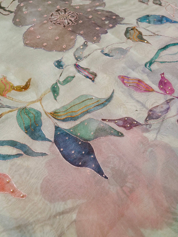 Handwoven Pastel Green Banarasi Organza Silk Saree | GYSY Sarees