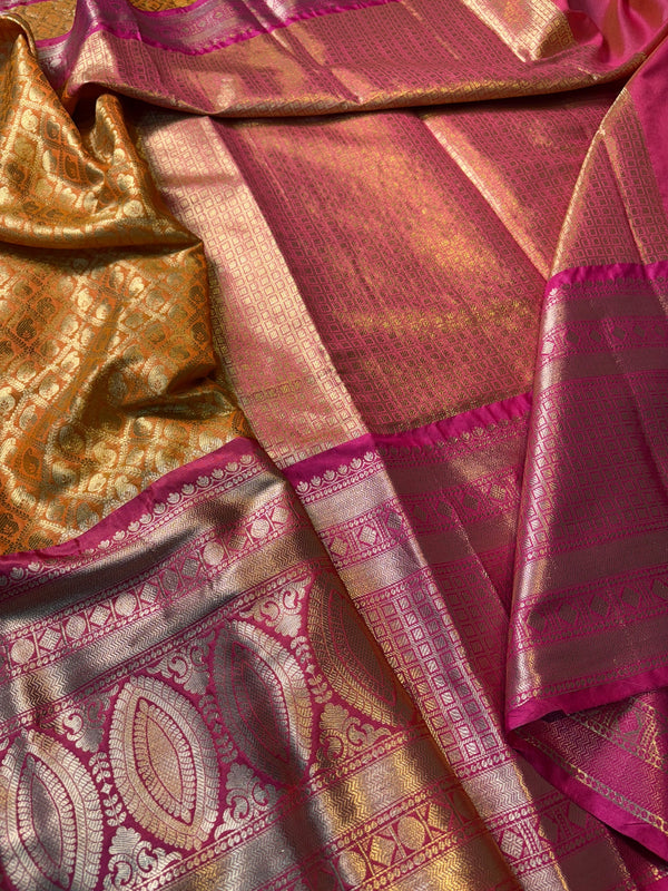 Contrast Banarasi Fancy Katan Brocade Silk Saree | GYSY Sarees