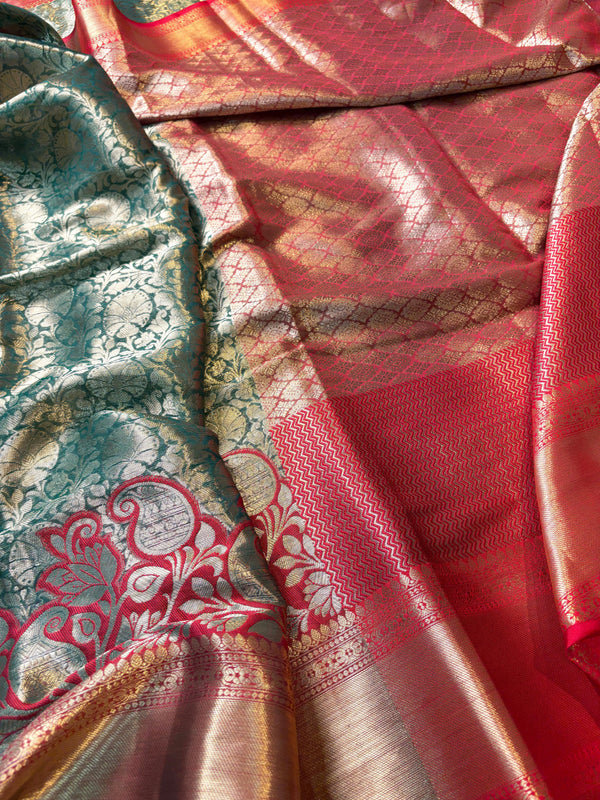 Contrast Banarasi Fancy Katan Brocade Silk Saree | GYSY Sarees