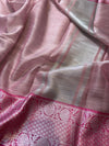 Baby Pink Banarasi Tissue Silk Saree with Zari Work | GYSY Sarees