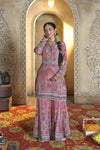 Mehfil Pink Natural Crepe Gharara Suit Set