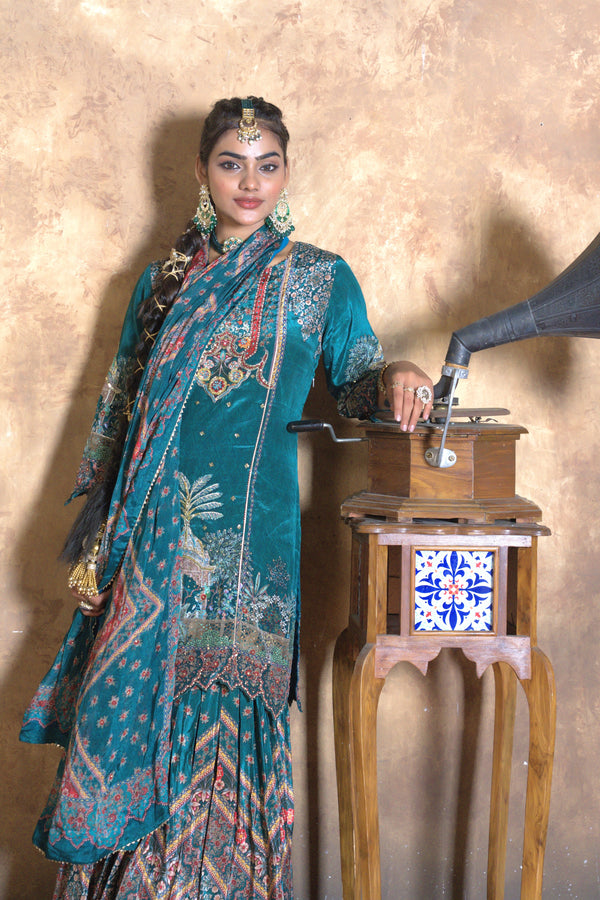 Chand Mustard Crepe Anarkali Suit Set