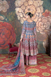 Chand Metallic Blue & Fuchsia Ombre Crepe Anarkali Suit Set