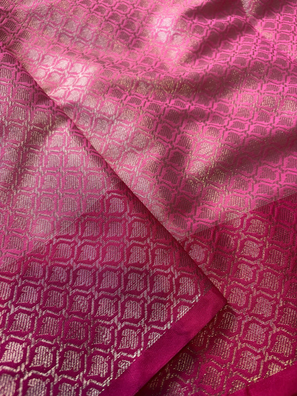 Pink fabric with a geometric pattern
