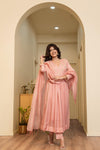 Premium Mal Chanderi 3-Piece Suit Set – Peach | GYSY Sarees