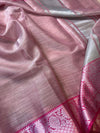 Baby Pink Banarasi Tissue Silk Saree with Zari Work | GYSY Sarees